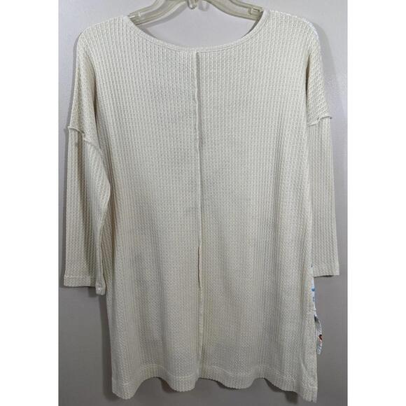 Catos Size M Waffle Knit Top Patchwork Floral and yellow Hi/Lo Cute Comfort NWOT - Picture 4 of 8